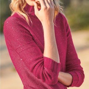 NEIMAN MARCUS Cashmere Collection Knit Sequin Turtleneck Sweater in Grey Sparkle